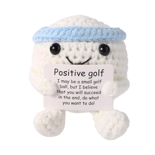 TOYMIS Golfball Gehäkelt, Mini Lustiges Süßes Gestricktes Golfball Spielzeug Positive Life Puppe mit Ermutigungskarte für Sportliebhaber Geschenk zur Emotionalen Unterstützung