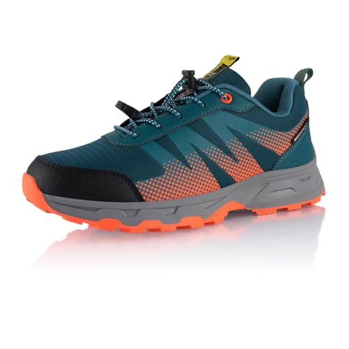 Fusskleidung® Damen Herren Wanderschuhe wasserdichte Trail Running Trekkingschuhe Blau Orange Dunkelblau EU 41