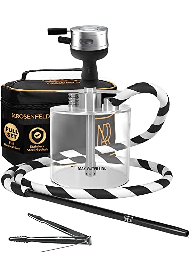 M. ROSENFELD - Mini Shisha To Go mit Tasche & Premium Zubehör [Shisha Kopf Set mit HMD Smokebox + Schlauch + Mundstück] Edelstahl Tauchrohr Diffusor & Acryl Kleine Bowl