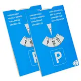 Parkscheibe, 2 Stück, in Blau, aus Papier, doppelseitig einstellbar, Parkuhr mit acht Sprachen, für Auto, LKW, Wohnmobil, Parking Disc Blue, Parkscheiben, Parkkarte, blaue Papier Park Scheibe Karte