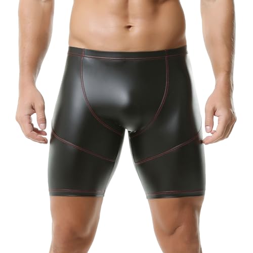 QiaTi Männer Leder Shorts Slim Fit Hot Short Pants Männer Sexy Tight Shorts für Urlaub