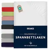 Dreamzie - Spannbettlaken 160x200cm - Baumwolle Oeko Tex Zertifiziert - Weiß - 100% Jersey Spannbetttuch 160x200