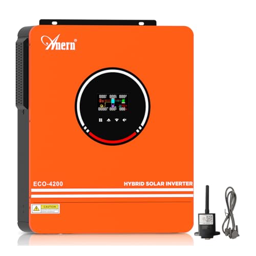 Anern 4200W Hybrid Wechselrichter Solar mit WiFi Modul 24VDC auf 220V/230V AC mit 120A MPPT Solarregler Max.PV-Eingang 500V, Arbeit mit 24V Blei-Säure und Lithium Batterien…