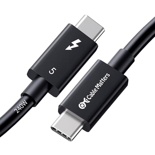 Cable Matters [Intel Certified] 80Gbps Thunderbolt 5 Kabel mit bis zu 120Gbps Bandbreitenverstärkung und 240W Ladeleistung in Schwarz - 1m, Kompatibel mit Thunderbolt 4, USB 4 und USB-C