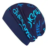 Wollhuhn ÖKO Leichte Mädchen/Jungen Beanie-Mütze Bündchen Elastisch Übergangszeit/Sommer Kinder-Mütze Baumwolle (Öko-Stoffe, Bio) 22222235 (Cool Music Blau, L)