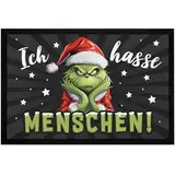 MoonWorks® Fußmatte Grinch Weihnachten mit Anti Spruch Ich Hasse Menschen Sarkasmus Ironie rutschfest & waschbar Menschen schwarz 60x40cm