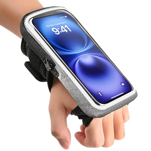 Razobws 6.8'' Handytasche Joggen Mit Kopfhörer Tasche für Handgelenk und Unterarm, Handyhalterung Armband Laufen Sport für iPhone 16/15/14/13/12/11 Pro Max Plus, Handys mit dicken Handyhüllen