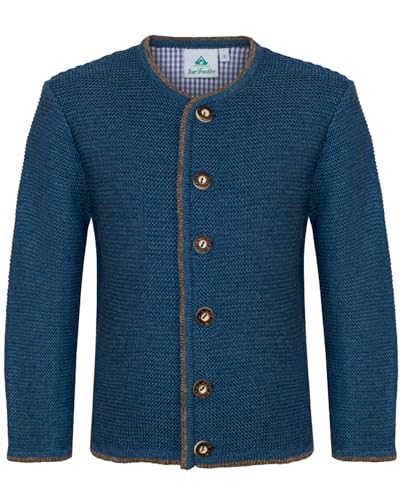 Isar-Trachten Jungen Strickjacke Vincent 47081 | Jeansblau 86