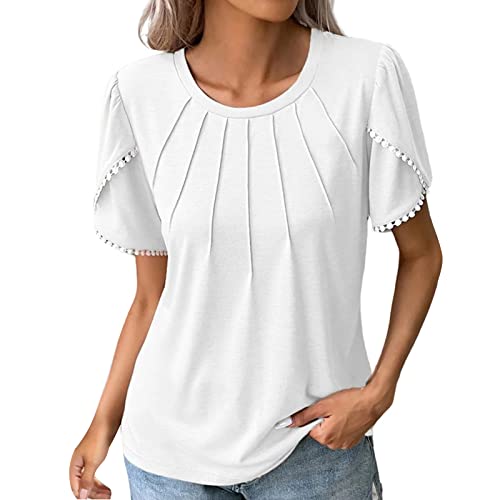 Damen T-Shirt V Ausschnitt Rundhals Kurzarmshirt Casual Oberteil Sommershirt Basic Tops Bedrucktes Damen T-Shirt Tshirt Grosse GröSsen Damen Langes Tshirt Damen Elegant Shirt Damen Oversize Lang