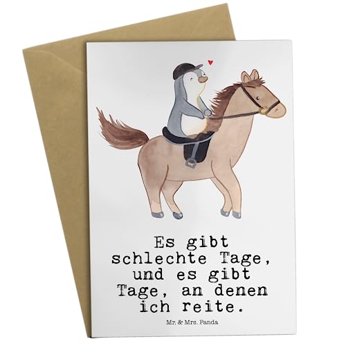 Mr. & Mrs. Panda Grußkarte Pferd Reiten - Geschenk, Reitstall, Geburtstagskarte, Sportart, Klappkarte, Reitverein, Pferde, Auszeichnung, Schenken,