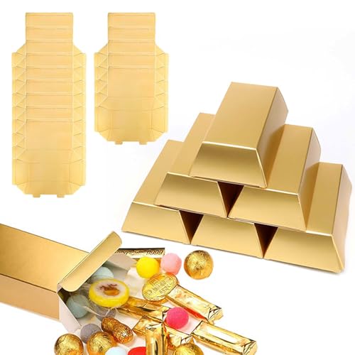 LWLWA Goldbarren Aufbewahrungsbox 20 Stück Schokoladen Verpackung, GefäLschte Goldbarren, Goldbarren Süßigkeiten Box für Geburtstagsfeiern, Weihnachten Halloween Süßigkeiten Geschenkschachtel