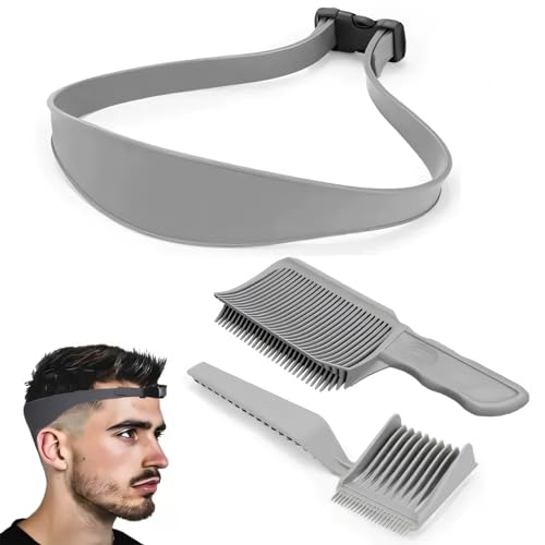 Haarschneidekamm Friseur Kamm 3 Stück,Verstellbare Haarschneide Schablone, Fade Kamm Männer Barber Set,Gebogenes Silikon Haarschnittband Haare Schneiden übergang Haarschneidemaschine