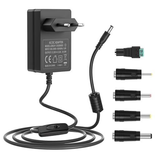 12V Schalt netzteil, 12V 2A 1A Netzteil Wandladegerät für LED-Streifenlicht CCTV-Kamera BT-Lautsprecher GPS-Webcam-Router-Scanner 12Vdc-Netzkabel mit 5 Spitzen