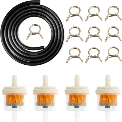 Benzinfilter, Kraftstofffilter, Benzinfilter Moped, 4 Stück Benzinfilter, 2m Benzinschlauch, 10 Stück Schlauchschellen, Benzinfilter Rasenmäher, Benzinfilter Motorrad, Kraftstofffilter Benzin