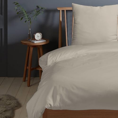 Pizuna 400 Fadenzahl aus Baumwolle Bettwäsche Einfach Taupe,100% Langstaple Baumwolle Bettbezug und Kissenbezug, 100% Baumwolle Mako Satin 2-Teilig Bettwäscheset 135x200 + 80x80 Einfach Taupe