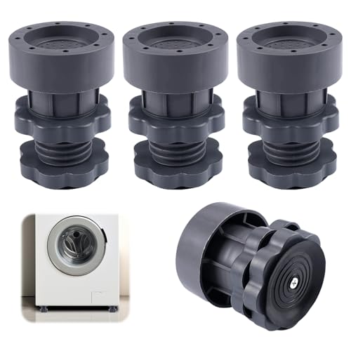 4 Stück Verstellbare Schwingungsdämpfer Waschmaschine, Verstellbare Höhe 10-12cm, Anti Rutsch Vibrationsdämpfer Gummifüße Waschmaschine für Trockner, Kühlschrank, Geräusch und Vibrationsreduzierung