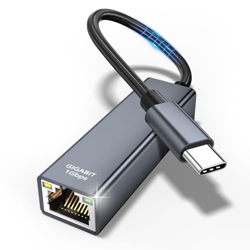 USB C auf Ethernet Adapter - Thunderbolt USB C auf RJ45 Gigabit Ethernet, LAN Netzwerkadapter für iPhone 15, iPad Pro/Air, MacBook, Galaxy S23/S24 Ultra, Surface Book, Dell, XPS usw