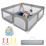 Sour Lemon Baby Laufgitter Laufgitter baby, Kinderzaun mit Anti-Kollision Schaum Absperrgitter mit atmungsaktivem Netz, Kinder Sicherheitsspielplatz, Einschließlich 50 Ocean Balls y 4 Pull Rings