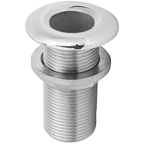 Tissting Borddurchlass Verschraubung mit Mutter, 1 Zoll 79mm 316 Edelstahl Entlüftung Anschluss Universelle Borddurchbruch Ablaufanschluss für Boote, Yachten, Marine