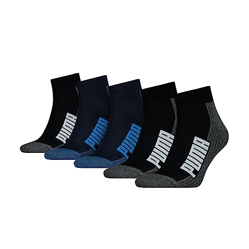 PUMA Unisex Puma Unisex Bwt Cushioned Quarter (5 Pack) Socks, Blue Black, 43-46 EU