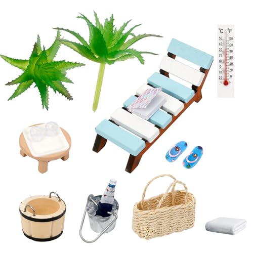 Dadabig 16 Stück Miniatur Deko Sauna Zubehör, Wellness Deko Zubehör, Geldgeschenk Wellness Karte Wellness Gutschein, Miniatur Deko Sauna Zubehör, DIY Deko Mini Gartenmöbel für DIY Dekoration