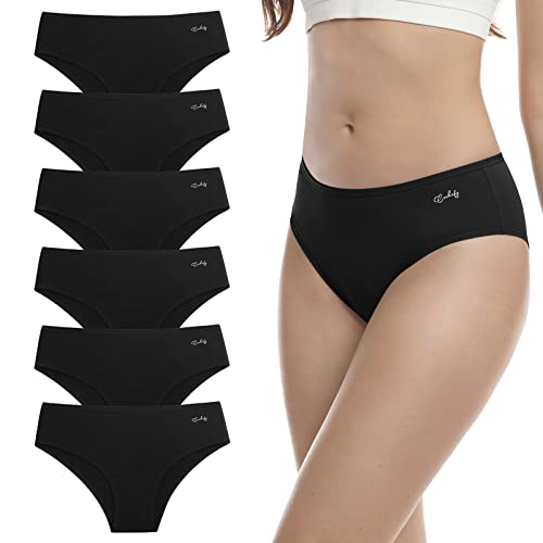 anqier Unterhosen Damen, 6er Pack Baumwolle Pantys Atmungsaktiv Slips Damen Bequeme Hipster Frauen Unterwäsche