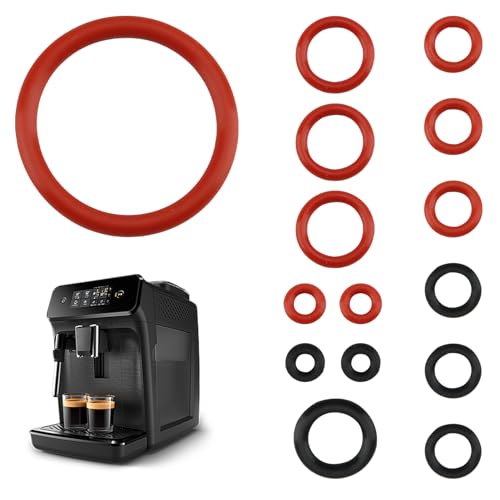 15 Stücke Dichtung Wartungssatz O-Ringe, Silikon O-Ring Dichtung für Kaffeemaschinen Supportventil Brühgruppe Brüheinheit Auslaufstutzen Auslaufventil Cremaventil Dichtungsringe Set (Schwarz, Rot) (B)