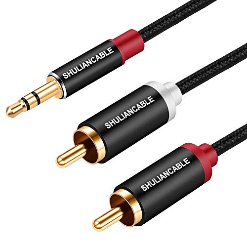 SHULIANCABLE Cinch Kabel,3,5mm Klinke auf 2X RCA Chinch Stecker Y Splitter Cinch auf Klinke Stereo Audio Aux Kabel für Smartphones, MP3, Tablets, Stereoempfänger, Lautsprecher (0.5M)