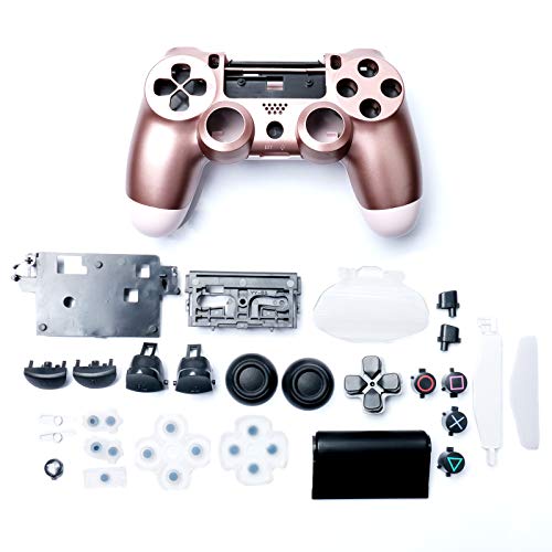 HUAYUWA Kunststoff Game Controller Gehäuse Abdeckung mit Tasten Ersatz Set Fit für Playstation 4 Slim 4.0 JDM-040 (V1-Version), Roségold