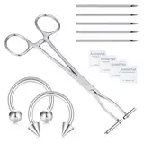 NIUSIMAN Piercing Zange Klemmen Ohr Nase Septum Piercing Zangen Werkzeug für alle Piercings 316L Edelstahl geschlitzt Verriegelung für Ohr Lippen Nase Bauch Nabel Zunge Körper Piercing Kit