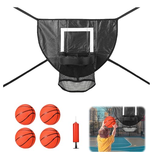 WRQIOO Trampolin Basketballkorb, Mini Basketballkorb Trampolin Zubehör mit 4 Basketbällen und 1 Pumpe, für Kinder Erwachsene im Innen und Außenbereich