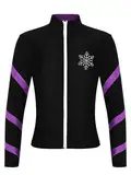 FEESHOW Kinder Mädchen Thermo Eiskunstlauf Jacke Fleece-Gefütterte Trainingsjacke Slim Fit Mit Stehkragen Für Rollkunstlauf Sport Jogging Hellviolett 158-164