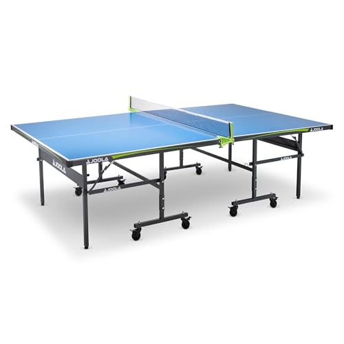 JOOLA 11134 Tischtennisplatte Outdoor Rally-Profi Tischtennistisch 6 MM Aluminium-Verbundoberfläche Wetterfest-Klappbares Untergestell-Schneller Aufbau, Blau, 274 x 152,5 x 76 cm