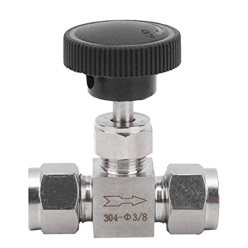 Ventil aus Edelstahl 304, Hochdruck-2-Wege-Nadel-Durchflussregelung für Wasser-Gas-Flüssigkeit, Einfache Installation, Reibungslose Einstellung (Ф3/8)
