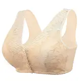 Generisch Verzierung Verstellbarer Verschluss BH Front Sports Spitze für Frauen Extra-elastisch atmungsaktiv Dessous Damen Sexy Anzug (Khaki, 44)