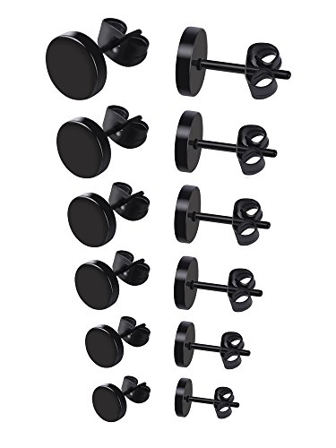 Mudder Ohrstecker-Set, Edelstahl, 3 mm bis 8 mm, 6 Paar