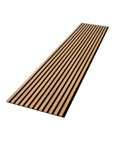 wohnartig® Akustikpaneele 1,485m² - 275cm x 54cm* set - (set = 2 Stück 275cm x 27cm) | Farbe: Eiche Windsor 280 | Wandverkleidung | Akustikpaneel | Wandpaneele auf filz | Akustikfilz