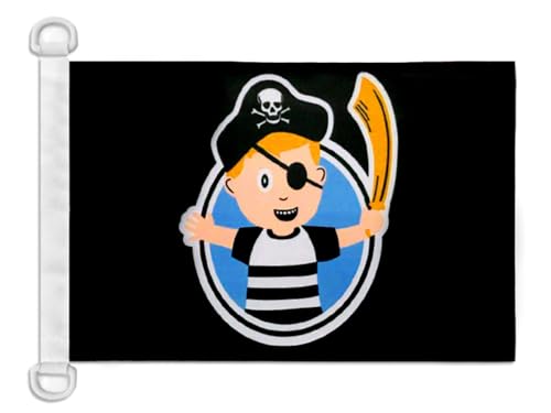 BOOTFLAGGE JUNGE PIRAT 45x30cm - PIRATEN TOTENKOPF BOOTSFAHNE 30 x 45 cm Marine flaggen AZ FLAG Top Qualität