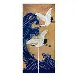 LIGICKY Japanischer Stil dick Leinen Noren Lang Vorhang Türvorhang Raumteiler Tapisserie für die Heimtextilien 85 x 180cm, Gekrönten Kran und Welle