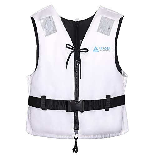 Leader International Schwimmhilfe Erwachsene, Festtoffweste ideal für den Wassersport, Auftriebshilfe bis zu 45N(Weiß M: 50-70kg)