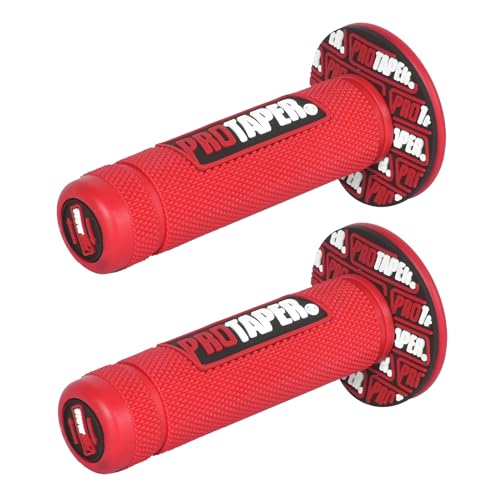 KYSUN Universal Motorrad Lenkergriffe Griffe 22 mm - 24 mm für Roller Mopeds Hochwertige Anti-Rutsch Motorradgriffe hochwertige Gummi Griffe (Rot)