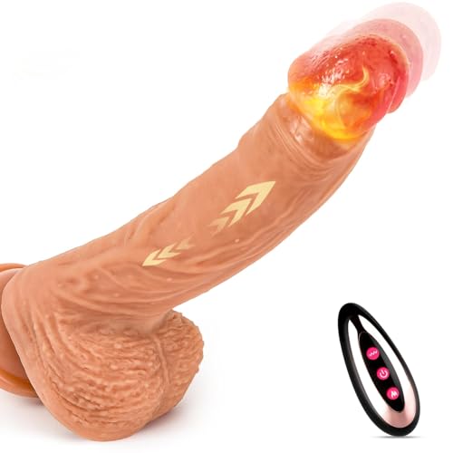 Klassische Dildo Sex Spielzeug für die Frau, 22cm Leise Starke 9 Teleskop Vibrator mit Stoßfunktion, XXL Penis G-Punkt Anal Vibration für Frauen mit Saugnopf Sexspielzeug Masturbator 360° Rotierender