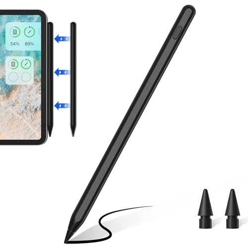 Stylus Stift mit Kabelloser Aufladung, Kompatibel mit iPad Pro (2018-2022) iPad Pro/iPad/iPad Mini/iPad Air Pencil für Apple iPad mit Palm Rejection Neigungserkennung (Schwarz)