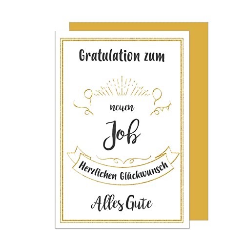 Edition Seidel Premium Glückwunschkarte zum neuen Job mit Umschlag. Grusskarte Gratulation zur neuen Arbeit Wünsche Billet Mann Frau (NJO103 SW023)