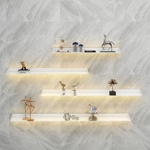 Wandregal aus Stahl mit LED-Beleuchtung, für Messestand, modernes Bianco-Design, 150 cm Länge