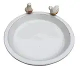 Fachhandel-Plus Vogeltränke mit Vögel rund frostfest Vogelbad Futterschale Vogelbecken Shabby chic versch. Farben wählbar, Farbe:altweiß