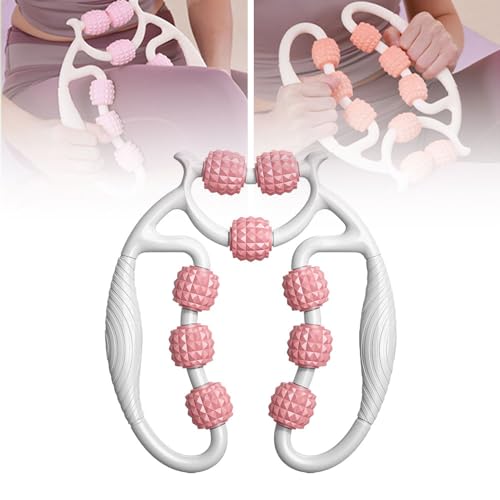 Fettverbrennende Massagerolle, 2025 Neue Massage-Cellulite-Rolle, Massagerolle Beine, Stressabbau, Fettverbrennung, Körperformung, für Arme, Beine, Rücken, Nacken, Schultern (Weiß und Rosa)