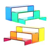 MagiDeal Acryl Display Riser 6PCS Riser Display Strips, Tabletop Organizer Mehrzweck 2 Sätze 3 Ebenen Showcase für Cupcakes -Anbieter