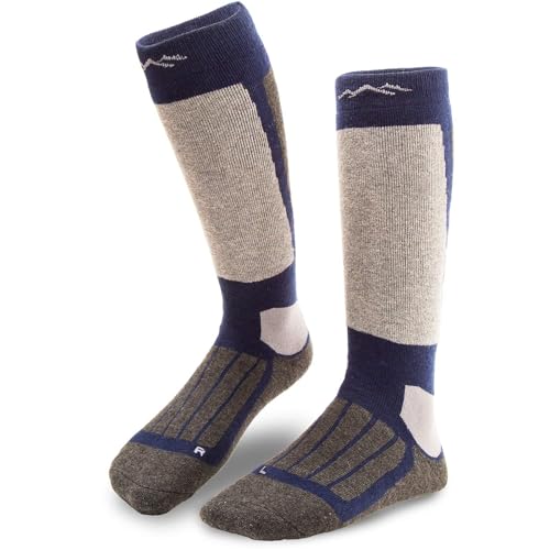 gipfelsport Skisocken für Kinder, Herren und Damen - Dicke Socken aus Merinowolle, warme Merino Snowboardsocken, 1x Paar Skistrümpfe, Navy, Größe 45-47