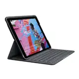 Logitech Slim Folio für iPad (7., 8. und 9. Generation) Tastatur-Case mit integrierter kabelloser Tastatur, Spanisches QWERTY-Layout - Graphit